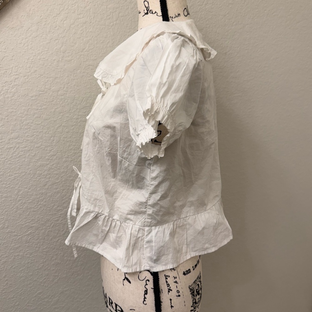 NWT American Eagle White Lace-Up Blouse sz S - Picture 4 of 6